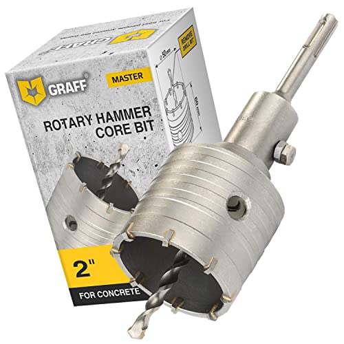 GRAFF Bohrkrone 50mm mit SDS Plus Adapter und Zentrierbohrer – Steckdosenbohrer und Lochsäge für Unterputzdosen in Beton, Mauerwerk, Ziegel – Hammerschlagfest Hohlbohrkrone für Bohrhammer