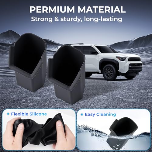 Image of 2PCS Rear Cup Holder Inserts for Toyota 4Runner 2026 2025 (6th Gen), Interior Accessories TPE Cup Holder for 2025-2026 4 Runner, Black