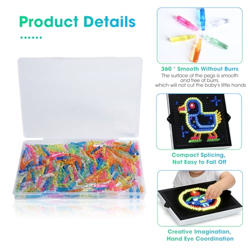 Image of Refill Pegs for Use with Creative Light Up Board, 280 Pcs of Glowing Pegs, Light Up Drawing Board Accessories, 6 Colors, Creative Game Toys, Puzzle Learning Toys, Light Bright Toys for Kids Aged 4 +