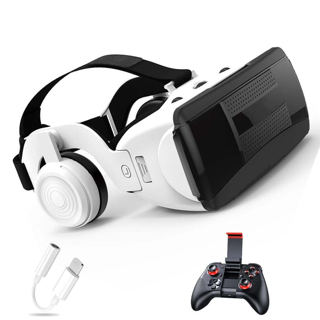 Gafas de Realidad Virtual, 3D VR Gafas con Controlador Bluetooth para Juegos Visión Panorámico VR Glasses para iPhone 13 Pro Max/13 Pro/13/12/11, para Samsung Galaxy S21, Huawei, Xiaomi