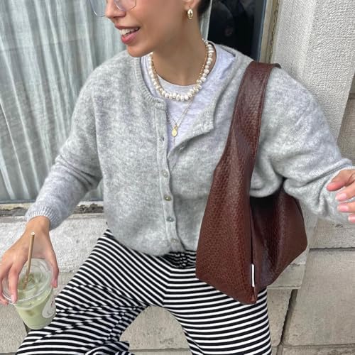 Yuemengxuan Women Cardigan Sweater Button-Down Solid Color V-Neck Long Sleeve Soft Knit Coat Jumper Going Out Wear4