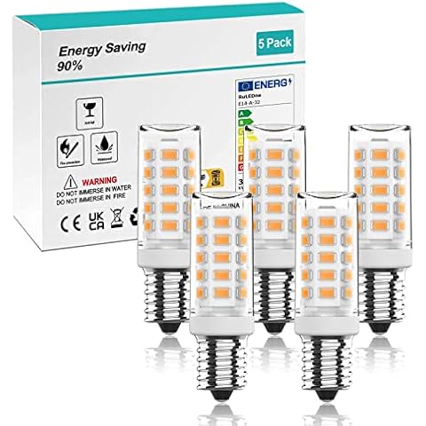 RuLEDne E14 LED Lamp Warm White 2700K, 3W / 350LM Light Bulb Replacement 30W Halogen Lamps, 360° Beam Angle for Chandeliers, No Dimmable, Wall lamp, Desk Lamp, Pack of 5 Cover