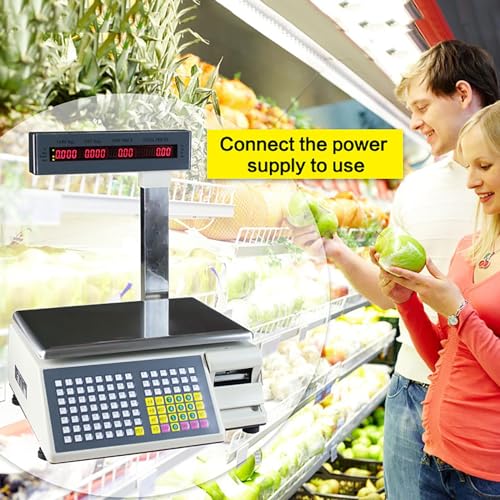 Báscula comercial con impresora y pantalla LED doble 15 kg miniatura 2