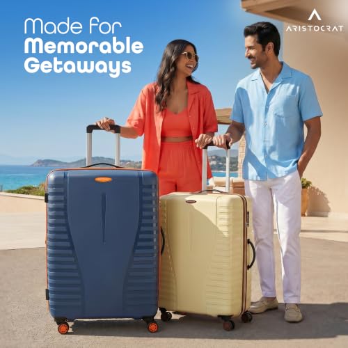 Image of Aristocrat Airpro-Max Set of 3 Cabin, Medium & Large Trolley Bags, Lightweight Polypropylene Case Luggage, 8 Wheels, Combination Lock, Travel-Friendly, 3-Yr International Warranty, Spanish Blue