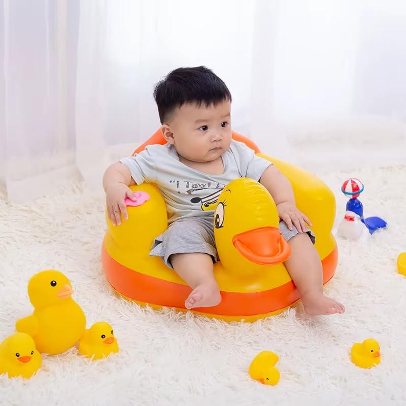 Image of Baby Sitting Chair for 3-36 Months, Inflatable Sofa seat with Air Pump | Portable Feeding Booster for Kids | Cushion Back Support for Infants | Chairs Sitter for Outdoor Kids