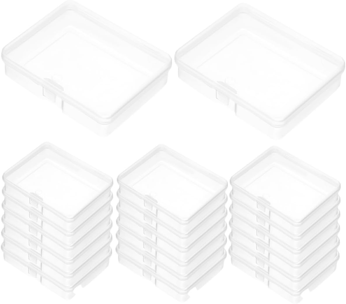 BESTYASH 100pcs Plastic Organizer Box Hinged Lid Small Storage Bins Lids for Jewelry Bead Craft Organizers