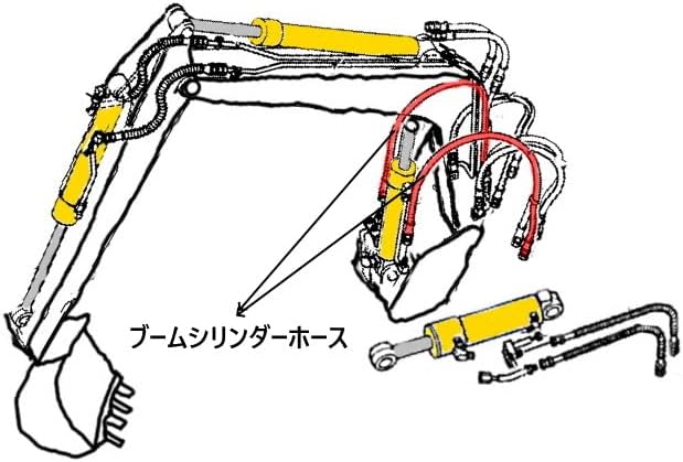 【ノーブランド品】コマツ PC20-7 ブームシリンダーホース 2本セット (先端）(#35001-42354)