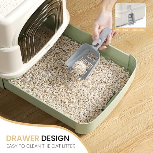 Caja de arena para gatos con tapa y pala, cerrada sin fugas miniatura 5