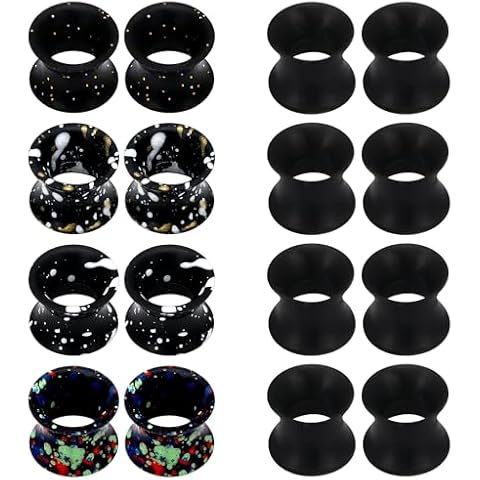 Cisyozi 2G Silicone Tunnels Gauges Plugs Earrings Thin Plastic Rubber Flexible Flesh Black Ear Tunnel Expander Stretching Soft 2 Gauge Plugs Gauges Retainer Piercing Jewelry Women Men 6mm Cover