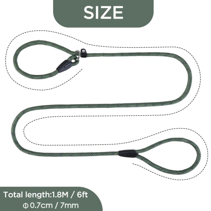 Loutep Slip Lead For Dogs-1.8m Long Rope Dog Leash With Reflective Stitching Slip On Easily With No Collar Or Harness Needed Anti-Choke Dog Slip Lead Ideal For Small Puppy Large & Medium Dogs Training - Image 2