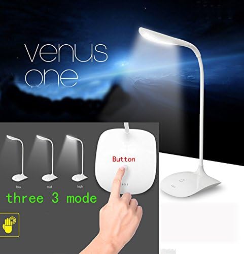 USB Rechargeable Touch Sensor Cordless LED Light Desk Table Reading Lamp-White