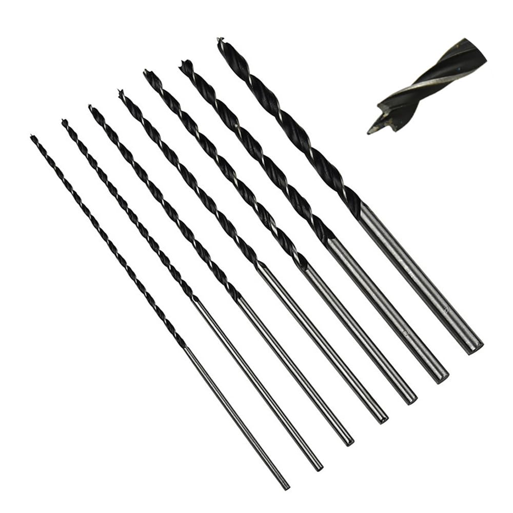 Extra Long Drill Bit Set | 7-Piece | M2 HSS Steel | 300mm Length | 4mm,5mm,6mm,7mm,8mm,10mm and 12mm, wood drill set