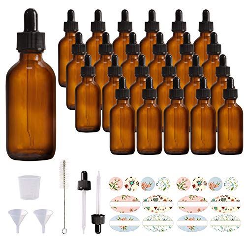 Comrzor 24 Stück bernsteinfarbene Glas-Tropfflaschen Set