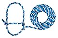 Weaver Livestock Braided Poly Rope Cattle Halter, Adjustable Cow Calf Halter, Livestock Handling Equipment for Showing, Dark Blue/Hurricane Blue/Gray