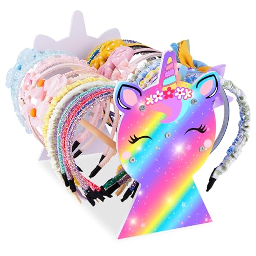 MHJY Porta Cerchietti Bambina Unicorno Headband Holder per Capelli Accessori Cameretta Legno Espositore Organizer Porta Passate per Capelli Donna
