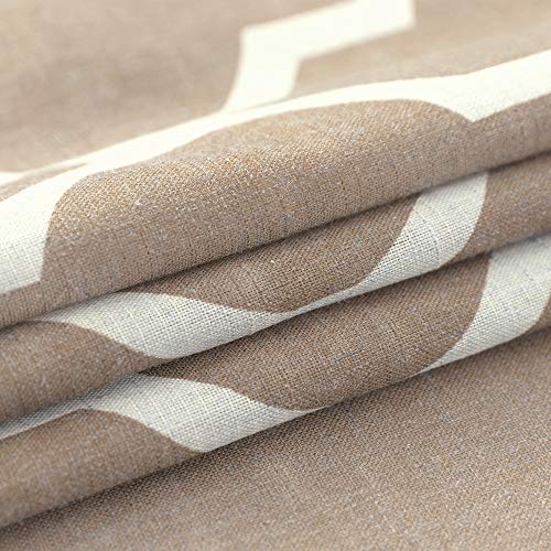 Jinchan Moroccan Valance Curtain For Kitchen Living Room Linen Blend Quatrefoil Flax Geometry Lattice Valance For Small Windows Light Filtering Rod Pocket 1 Panel 18 Inch Charcoal Taupe On Beige #TOP3