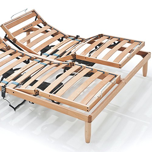 EVERGREENWEB Bettgestell mit Lattenrost aus Holz 140x200 cm, Ortopädisch, 2 gesonderte ELEKTRISCHE Verstellbare Kopf- und Füßteil, 4 Zonen mit Steifigkeitsreglern, 5 Abnehmbare Beine | Modell ORANGE – Bild 5