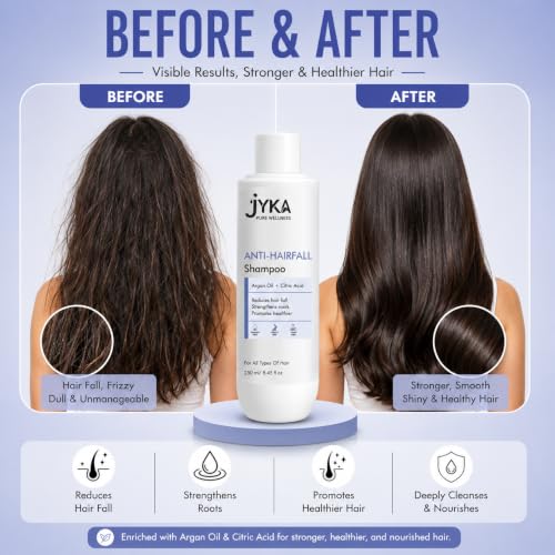 Image of Anti-Hairfall Shampoo with Argan Oil - Reduces Hair Fall, Strengthens Hair Roots, Promotes Healthier Hair - Paraben Free, For All Hair Types (250 ml)