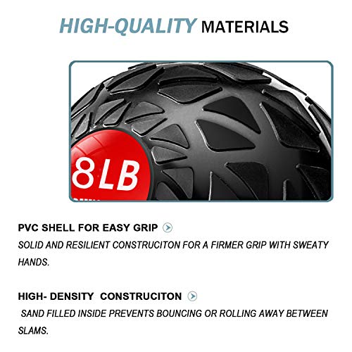 8lb Upgraded Slam Ball Medicine Ball, Ideal for Cross Training, Core Exercises Plyometric and Cardio Workouts