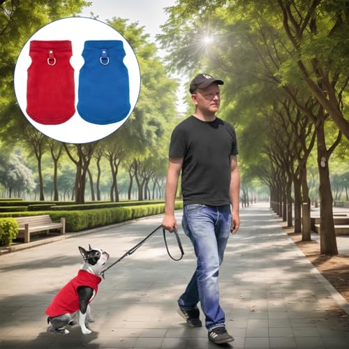 Hundepullover Kleine Hunde,2 Stück Hundepullover,mit D-Ring Hunde Pullover,Hundepulli für Kleine Hunde,Geeignet für Den Innen-und Außenbereich Im Herbst und Winter (Rot,Blau)