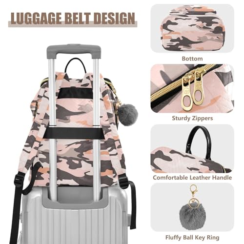 KLL Camouflage Rose Gold Backpack for Women Large Capacity Ladies Travel Backpack for Gym Shopping Travel4