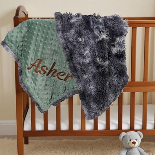 Image of Personalized Baby Blanket Customized Baby Blanket with Name, Custom Embroidered Blanket for Boys & Girls, Soft Minky dot Keepsake Newborn Swaddle, Personalized Baby Gifts for Baby Showers (Baby)