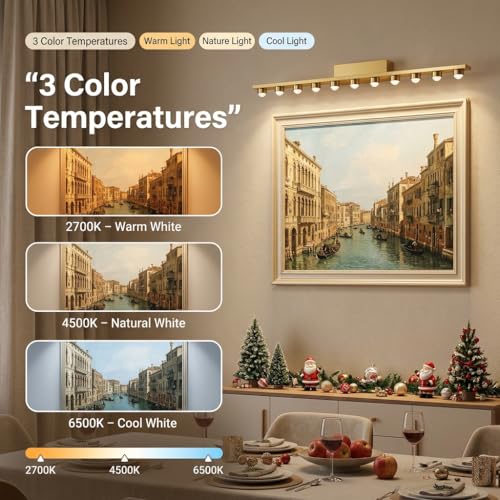 Image of 11-Head Gold Metal Mirror Wall Light | 3-Color CCT (Warm + Natural + Cold White) | 90cm LED Vanity Bar Light for Bathroom & Bedroom