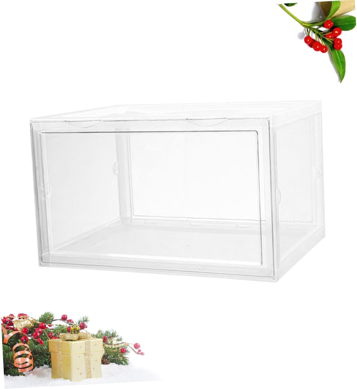 Shoe Box with Magnetic Door, Stackable Dustproof Shoe Storage Container for Sneakers and Boots, Plastic Organizer for Home Closet