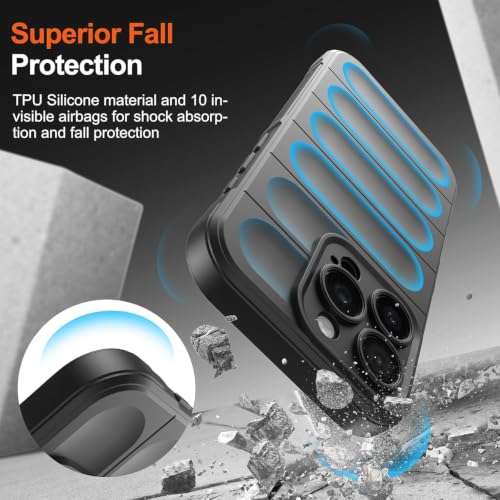 Image of ShieldTech AirGuard Series Back Cover Case for Apple iPhone 16 Pro Max | Microfiber Lining | Airbag Cushion Drop Protection | Shockproof Silicone Cover | Anti Slip Grip - Black for iPhone 16 Pro Max