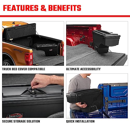 Image of RealTruck UnderCover SwingCase Truck Bed Storage Box | SC100P | Fits 2007 - 2019 Chevy /GMC Silverado /Sierra 2500 /3500HD Passenger Side