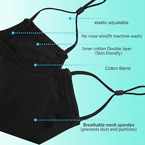 Beatbasic Black Cloth Face Mask,3 Ply Bb-9201 Material, Reusable Fabric Washable For Men Women Adult Large Pack 6 (M Fits Adult(Small Faces) And Kids(12+), 2 Black + 2 Dark Blue + 2 Olive) #TOP2