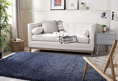 Image of F & B RUGS ; SUPERIOR QUALITY PRODUCTS Firoz and Brothers Handwoven Super Soft Indoor Modern Shag Microfibre Silky Fluffy Smooth 2x4 feet Navy Blue