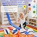 Flexible Car Track for Kids: 15 Ft of Portable Roll-Up DIY Flexible Race Track with 8 Cars & 4 Strong Suction Cups Car Ramp Toy Track, – A Great Birthday for Boys & Girls Ages 3+ (Blue)