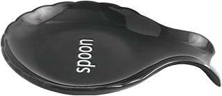 Soulnioi Soporte de cuchara de cerámica para cucharas, soporte para utensilios de cocina, soporte de encimera con mini mango para cucharas, pinzas, espátula, color negro