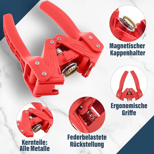 Flaschenverschluss inklusive 300 Verschlusskappen, für die Herstellung von Bier- oder Limonade-Glasflaschen, einfach zu verschließen