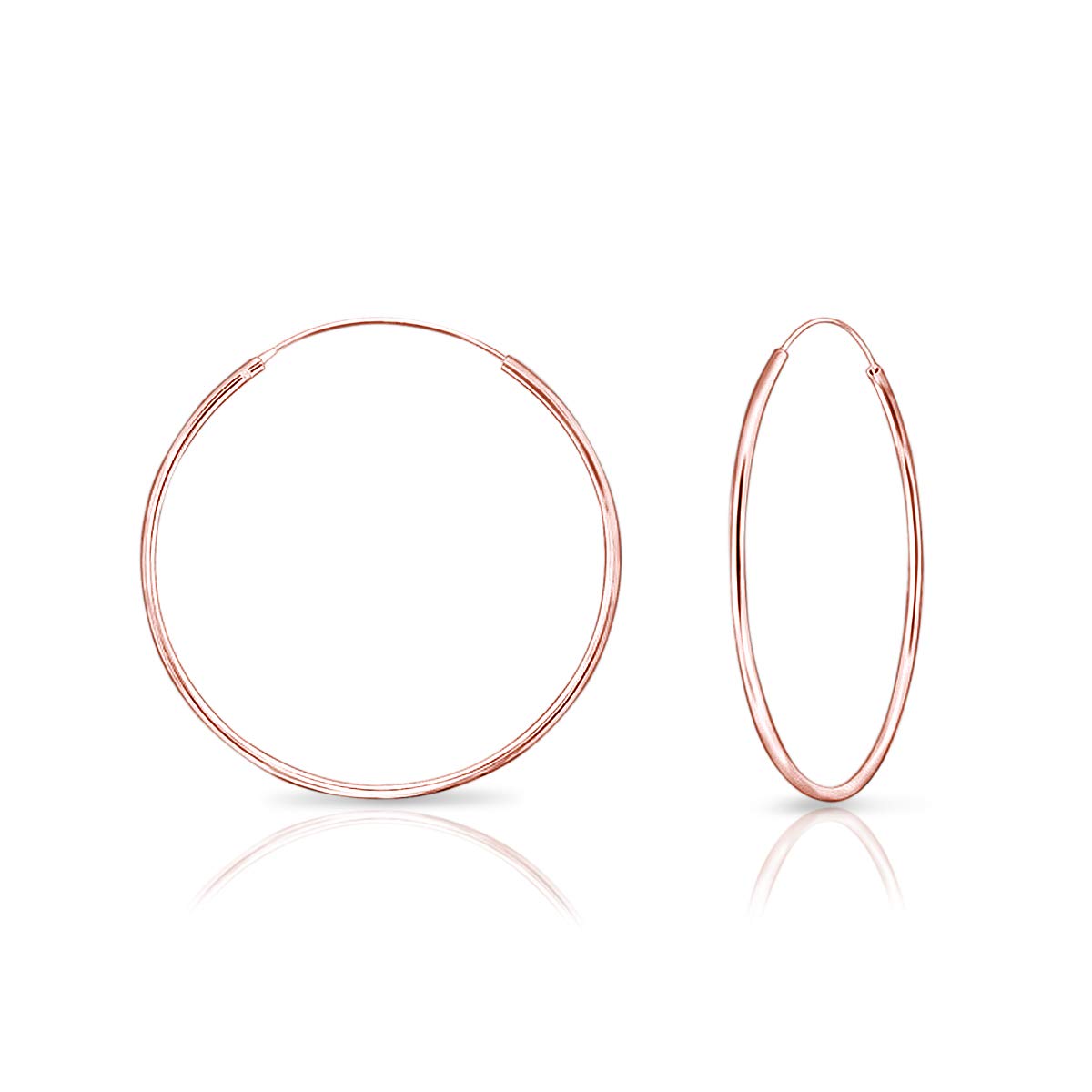 Damen - Groß Creolen -Ohrringe 925 Sterling Silber Gelb Vergoldet oder Rosen-Gold überzogen - Dicke 1.2 mm - Durchmesser 40 mm