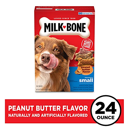Image of Milk-Bone Peanut Butter Flavor Dog Treats for Small Dogs, 24 Ounce (Pack of 12), Crunchy Texture Helps Freshen Breath