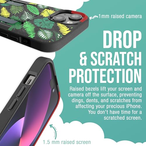 Image of Smartish iPhone 15 Plus Wallet Case - Wallet Slayer Vol. 2 [Slim + Protective] Credit Card Holder w /Kickstand - Drop Tested Hidden Card Slot Compatible w /Apple iPhone 15 Plus - Leaf Me Alone