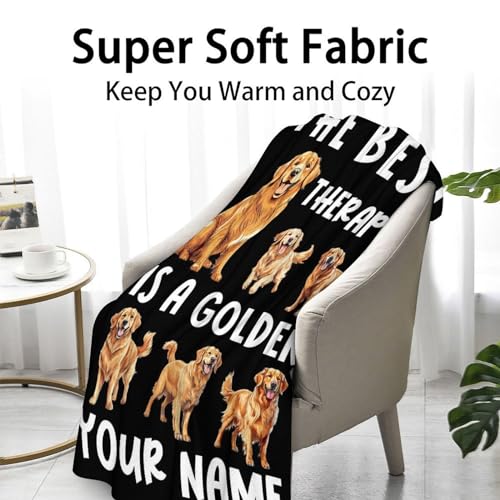 Custom Golden Retriever Blanket for for Baby - 30x40 Inches Lap Size - Soft Fluffy Cozy Blankets Gift - Black Funny Blanket for Couch, Work