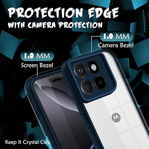 Image of V-TAN Back Cover for Motorola Edge 60 Pro 5G, Transparent Clear Case Compatible with Motorola Edge 60 Pro, TPU, Camera Protective, Scratch Resistant Shockproof Mobile Cover with Anti-Slip Grip (Blue)
