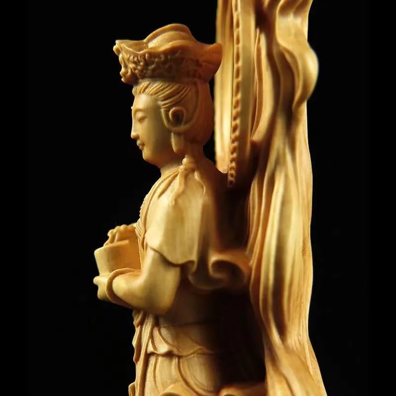 TEESONG Półka na książki dekoracja drewniana statuetka chińskiego Buddy oryginalny kolor drewna solidna rzeźba dom salon Feng Shui ozdoby dekoracja domu