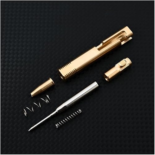 Miniatura 3 de SZHOWORLD Bolt Action - Mini bolígrafo de latón, reemplazables EDC de tinta negra por Bolt Action para oficina, trabajo, escritura, firma, viajes,
