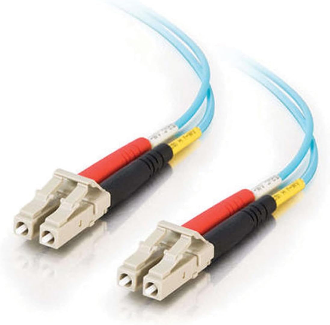 Legrand - C2G Fiber Optic Ethernet Cable, Aqua 10Gb 50/125 LC-LC Duplex Multimode Fiber Patch Cable, 2 Meter (6.6 Foot) PVC Coated Fiber Optic Ethernet, 1 Count, C2G 33046