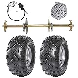 ZXTDR 1' Steel Live Axle with 18x9.5-8 Tubeless Wheels Tires Rim and Chain Sprocket Brake Master...