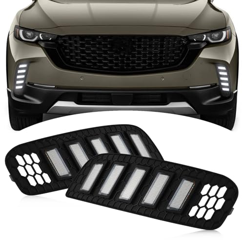 BINQIGOO Front Bumper Fog Lights LED Compatible with Mazda CX-50 2023-2024 DRL Turn Signal Lamps Accessories