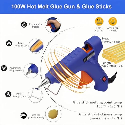 Image of 49PCS Paintless Dent Repair Kit with Golden Lifter & 100W Glue Gun | Professional PDR tools car dent removal tool heavy duty dent puller kit for small door dings hail damage auto body repair