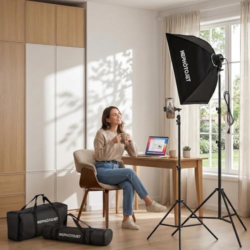 Image of Photography Softboxes Kit with 6.6x10ft Backdrop Stands, 5 Tripod Stands, 3 Color Background Screen, Softbox with 85W Led Bulb, Photo Studio Equipment for Video Shoot, Product & Portrait