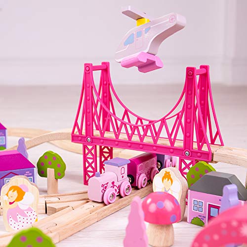 Bigjigs Rail, Fairy Town Zug Set Holzspielzeug Holzeisenbahn Set Geschenke für 4 Jahre Mädchen Rosa Zug Set Mädchen Zug Set Bigjigs Zug Set – Bild 7
