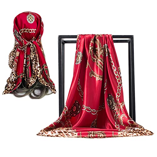 Silk Like Scarf Neck Scarves Women’s Large Square Satin Hair Scarf 35 x 35 inches