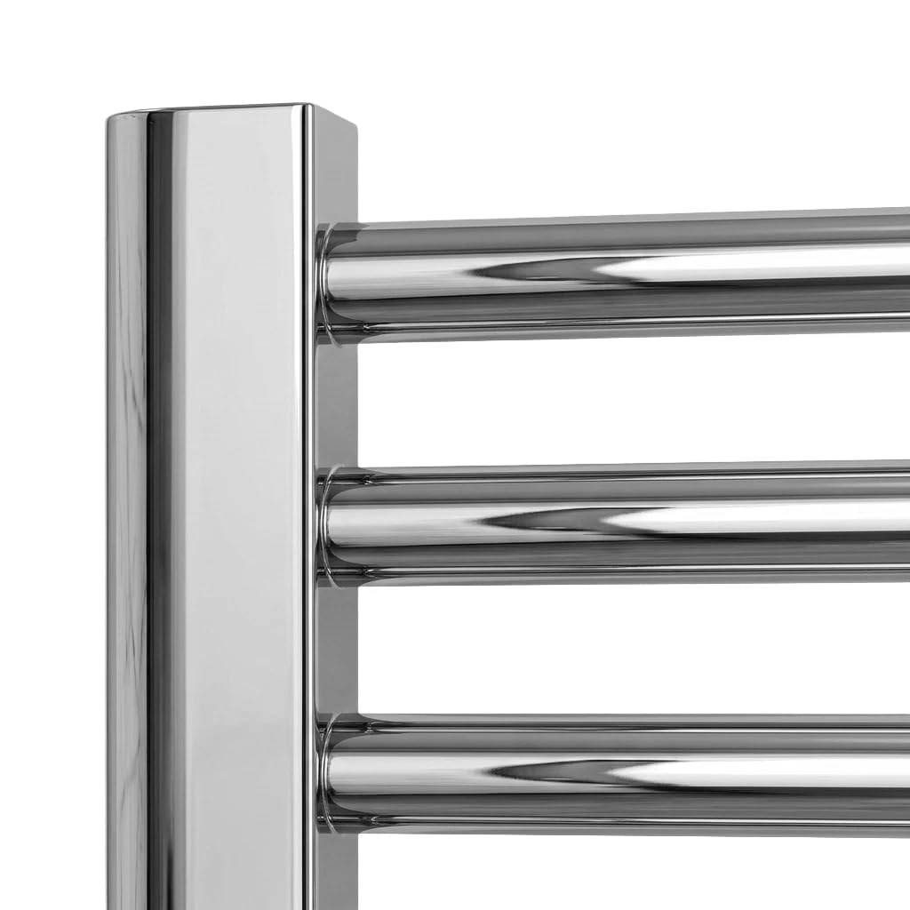 Toallero eléctrico recto cromado con calefacción, 600 mm de ancho x 600 mm de alto, radiador plano para toallas de baño